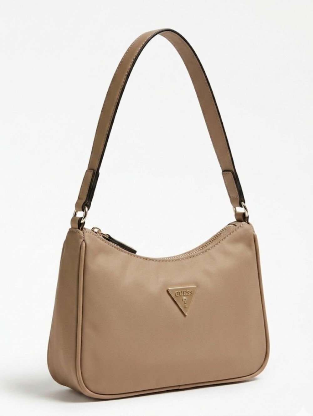 GUESS Khaki Beige Little Bay Nylon Shoulder Bag • Excellent